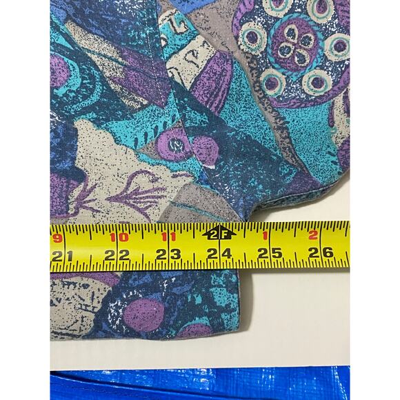 Permit Brand Shirt Mens L Blue Button Up Geometric Surf Cotton Relax 90s VTG - Picture 5 of 14